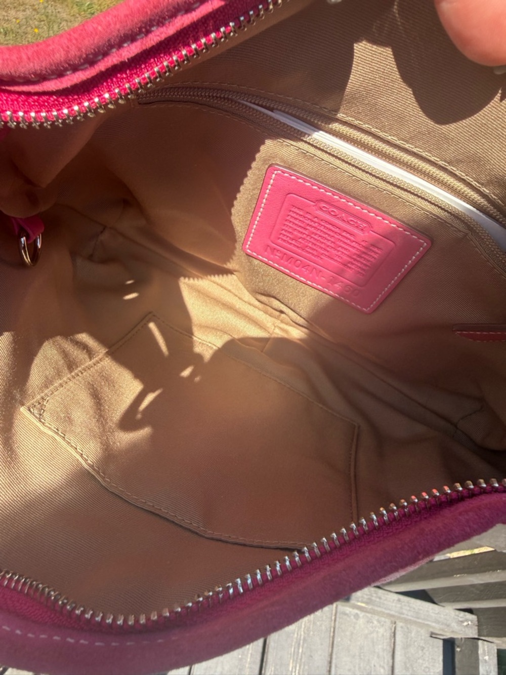 Coach Pink Signature Suede Hobo - Picture 6 of 7